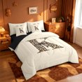 thumbnail image 2 of meiyoeat personalized Cheetah Monogrammed K 7 Pieces Full Size Bedding Sets,Cute Coquette Leopard Bow Full Size Bed in a Bag,Black Reversible, 2 of 7