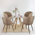 thumbnail image 7 of 2 PCS Accent Chairs, Modern Teddy Faux Fur Dining Chairs, Upholstered Kitchen Chair, Mid Century Dinner Chair with Sturdy Legs, Side Chair Single Sofa Chair, for Kitchen Vanity Bedroom, Light Brown, 7 of 7