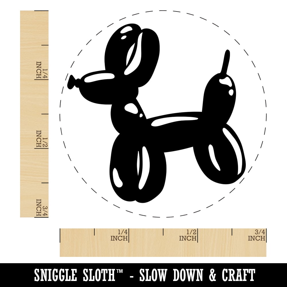Balloon Animal Dog Self-Inking Rubber Stamp Ink Stamper - Brown Ink - Small 3/4 Inch