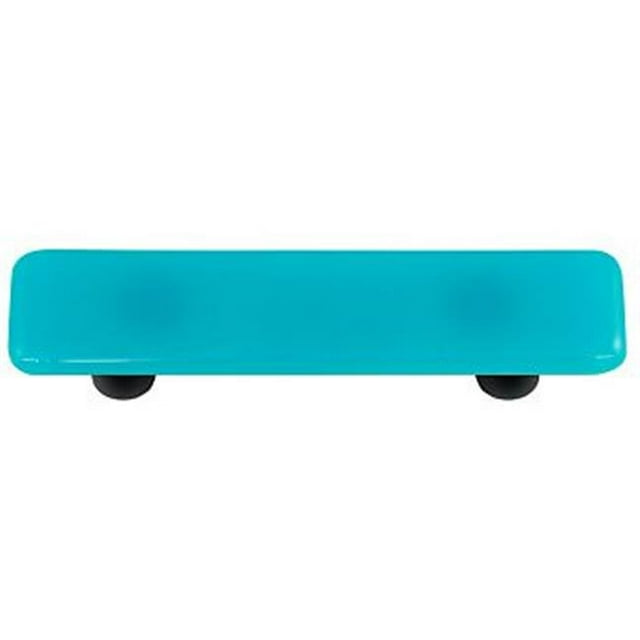Hot Knobs HK1027-PB Tiroir d'Armoire en Verre Rectangle Bleu Turquoise - Noir