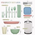 thumbnail image 3 of GPED 46 Pieces Wheat Straw Dinnerware Sets for 4, Plates and Bowls Sets With Cutting Board and Fruit Knife, Unbreakable Outdoor Camping Dishes Sets, Microwave & Dishwasher Safe, Macaron Pastels, 3 of 8