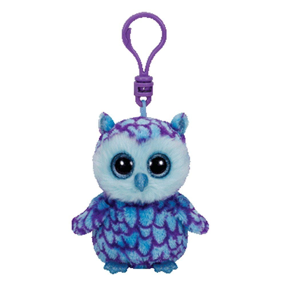 Oscar Purple & Blue Owl Beanie Boo Clip Stuffed Animal by Ty (36620)