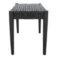 thumbnail image 5 of SAFAVIEH Bandelier Cowhide Leather Weave Bench, Black, 5 of 9