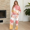 thumbnail image 4 of Uorisanigo Women's 2 Piece Outfits Fall Drawstring Pullover Sweatsuits Oversized Hoodies Wide Leg Sweatpants Tracksuits Matching Sets Mock Neck Jogging Suit Lounge Sets, Pink Yellow Tie Dye, 4 of 8