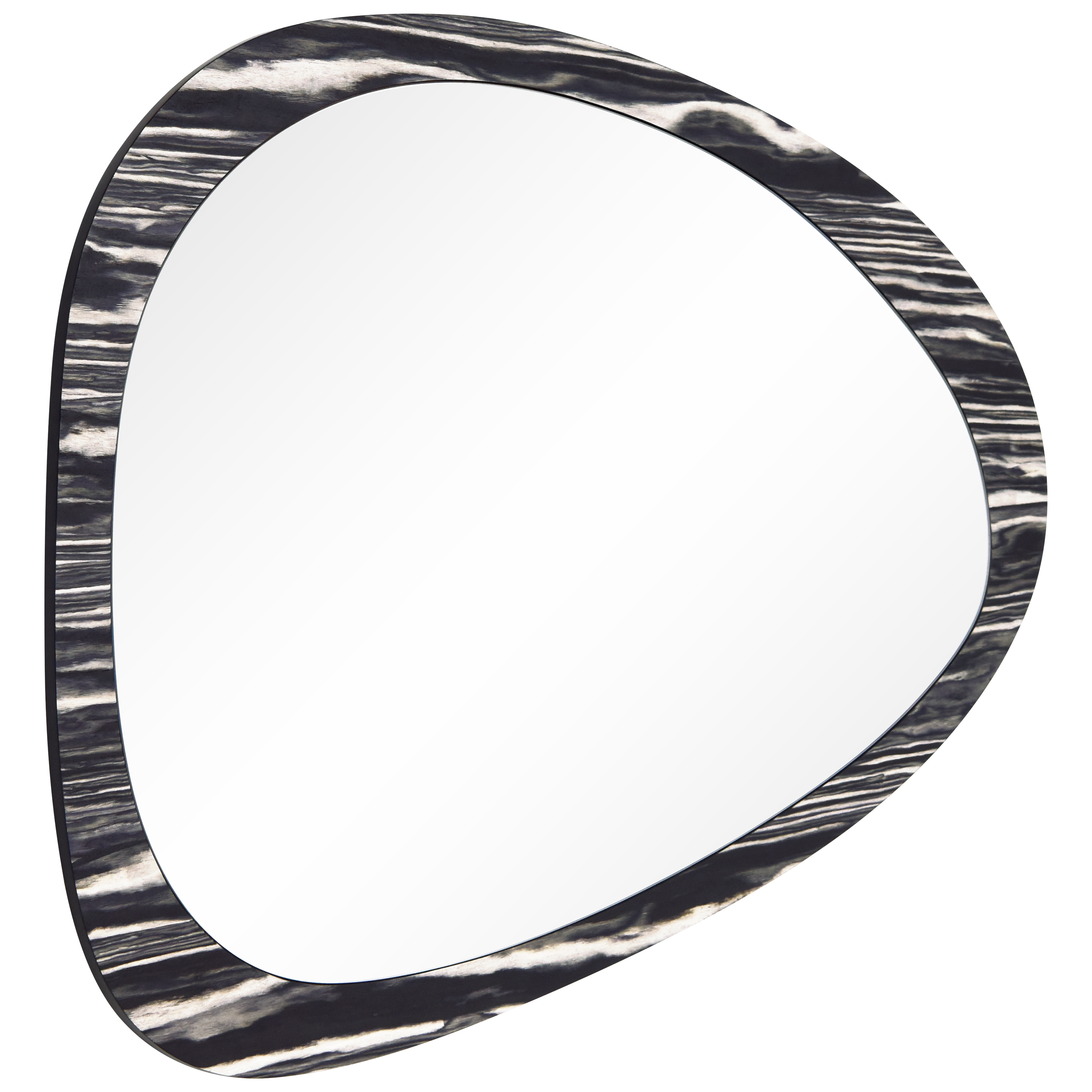 "Contour Harmony Wall Mirror", 35"x27" Irregular Mirror Featuring a 31"x23" Center Mirror, on an Exotica Stained Veneer 2" Frame