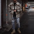 thumbnail image 4 of Chaqueta de solapa con patrón geométrico, camisa de estilo étnico de manga larga con botones, informal, holgada, de otoño, para hombre, patrón geométrico L, 4 of 6