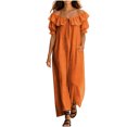 thumbnail image 6 of Karymi Summer Dresses for Women 2026 Off Shoulder Ruffle Maxi Dress, Front Tie V Neck Puff Short Sleeve Loose Flowy Casual Vacation Sundress With Side Pockets Spring Dresses, 6 of 6