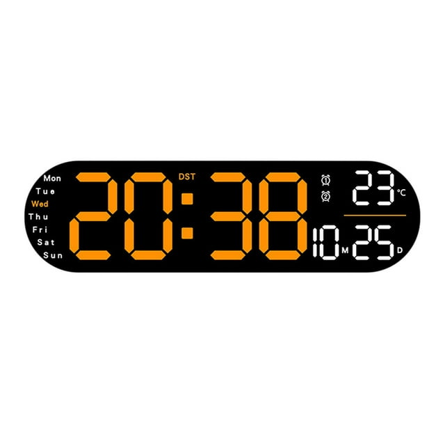 Ohufall 13.7 Inch Big Digital Alarm Clock Temp Date Auto DST Night Light Dimmable Clock For Bedroom Living Room
