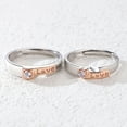 thumbnail image 2 of Bagues pour Couple Gravées de Strass - 2 Pcs Bagues Assorties Ajustables Bagues de Promesse, 2 of 9