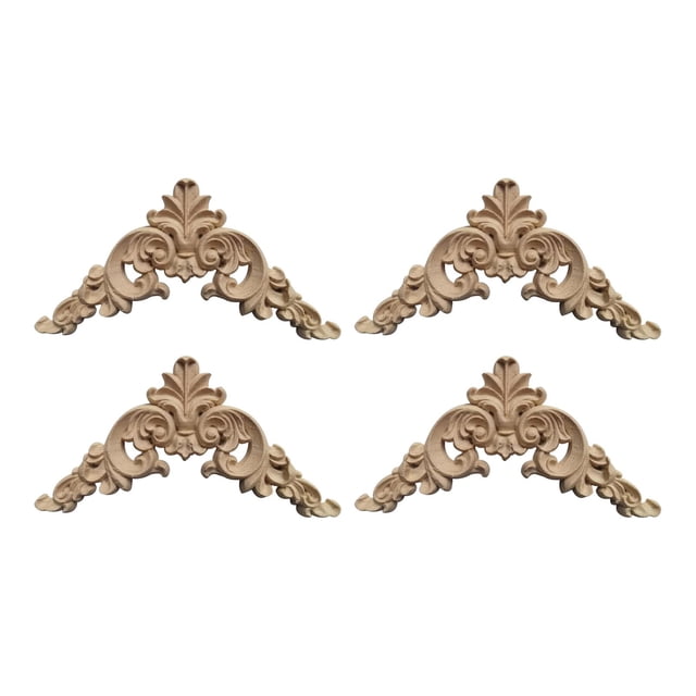 4x Calcomanías talladas en madera sin pintar Detalles Superposición Decoración Apliques tallados en madera Esquinas Onlays para estatuilla Puerta Arma 8cmx8cmx0.8cm perfecl Aplique tallado en madera