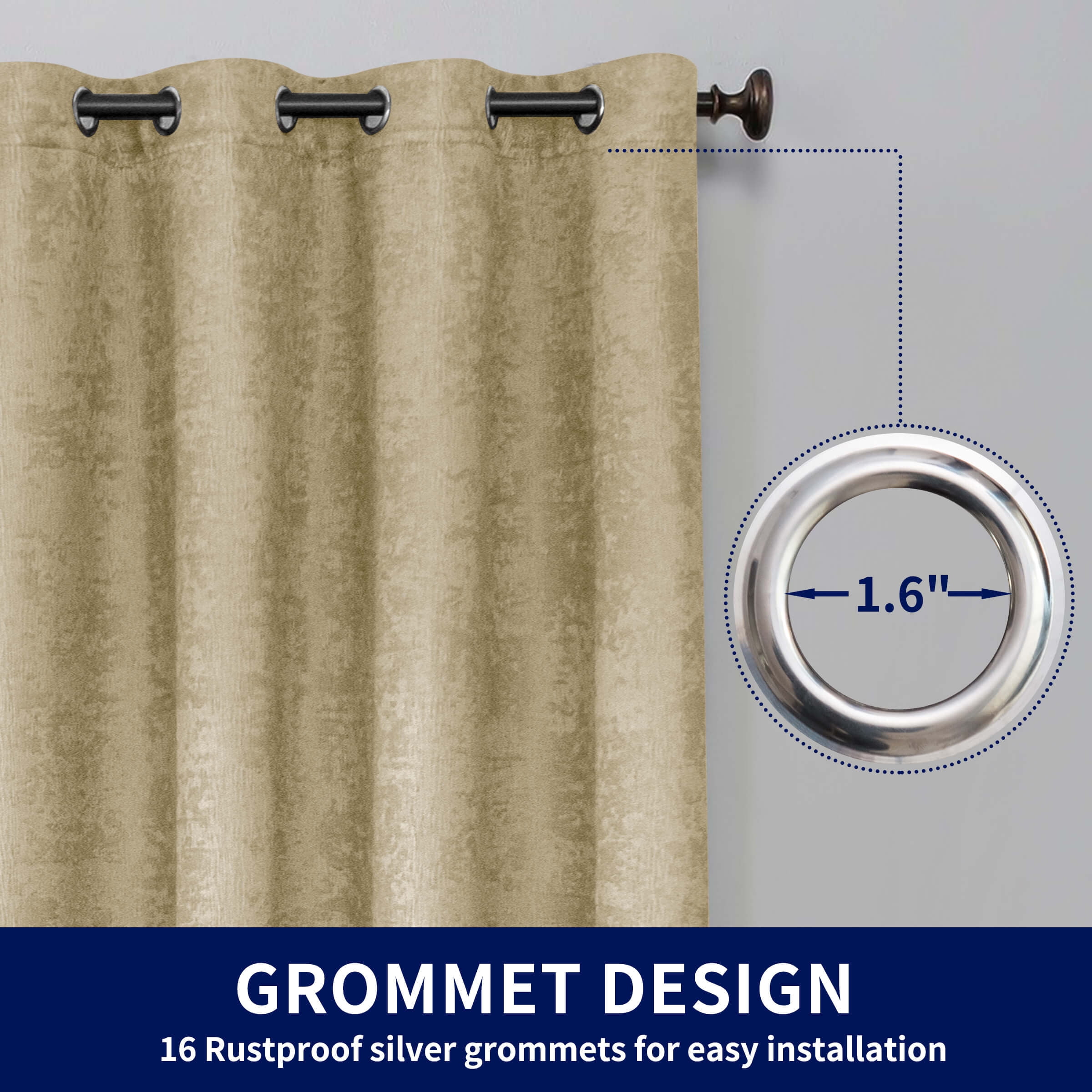 Subrtex Blackout Curtains 2 Panels Room Darkening Grommet Curtain Drapes, Beige, 53"x84"
