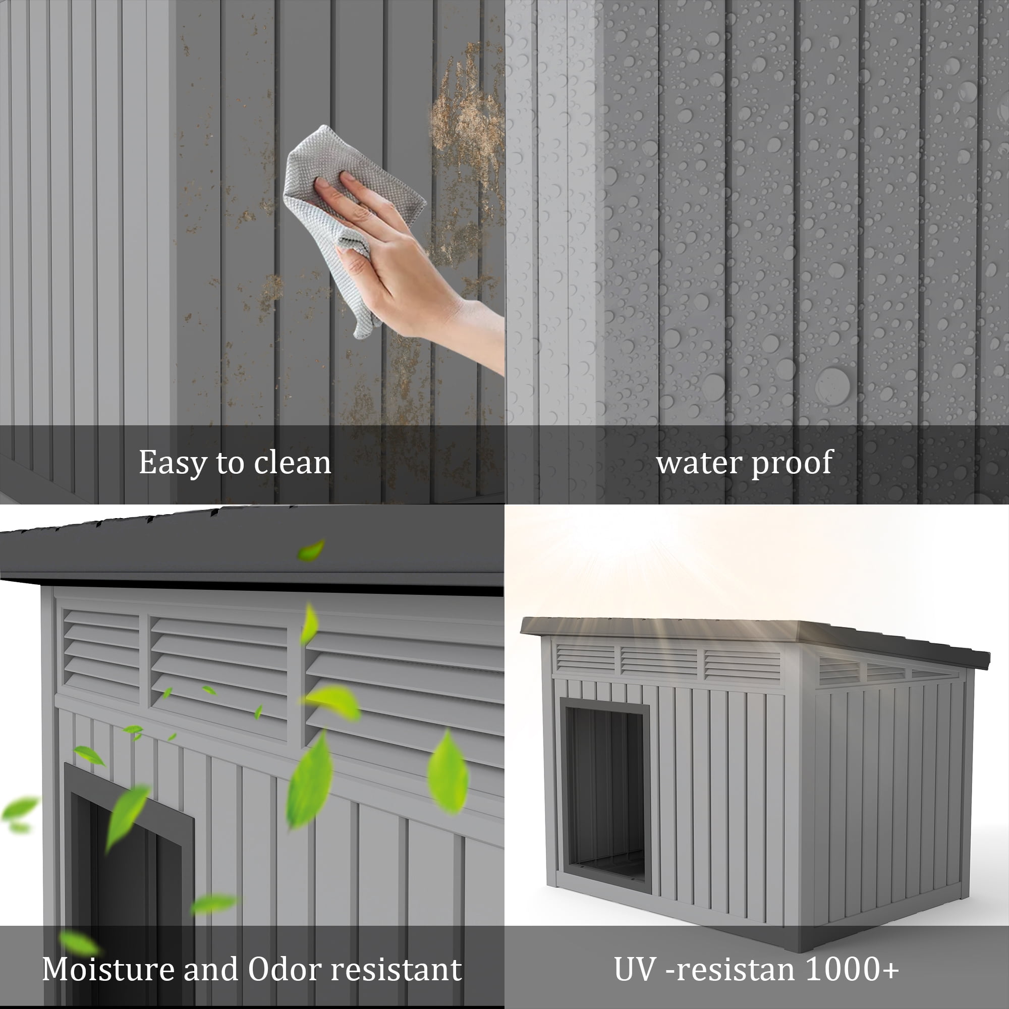 Yardgrace All - Weather Dog House – Indoor/Outdoor, Slanted Roof ,UV - Resistant, Waterproof, Ventilated, Medium Sizes for XS-L Dogs