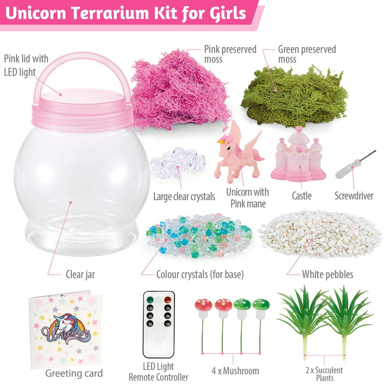 Unicorn Gifts for Girls - Unicorn Terrarium Kit for Kids - Birthday Gift  for Girls Ages 4 5 6 7 8-12 Year Old - DIY Unicorn Toys for Girls - Arts  and