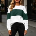 thumbnail image 3 of Josdec Women's Two Tone Color Block Crew Neck Sweatshirt, Drop Shoulder Long Sleeve Loose Pullover, All Season Daily Casual Loungewear Tops, 3 of 10