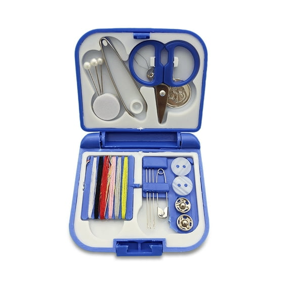 Tssuoun Sewing Storage Box with Buckle Dust-proof Embroidery Carrying Cases Thread Organizer Knitting for Household Blue