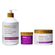 Raw Sugar Pineapple + ZS23 Maqui Berry + Coconut Hand Soap, Body Scrub & Body Butter Bundle Body Care for Dry Skin Exfoliate and Moisturize Hand Wash Body Care Formulated without Sulates and Paraben
