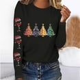 thumbnail image 2 of Darzheoy Womens Tops Christmas Printed Pullover Long Sleeve Fall Winter Solid Color Graphic T-shirt Hoodless Versatile Fashion Loose Round Neck Blouses, 2 of 4