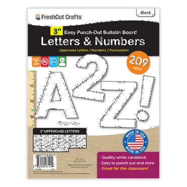 FreshCut Crafts Bulletin Board Letters & Numbers, White, 3in, 209 Pieces