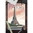 thumbnail image 3 of Paris, France, Eiffel Tower and River, Lithograph Style (12x18 Wall Art Poster, Room Decor), 3 of 3