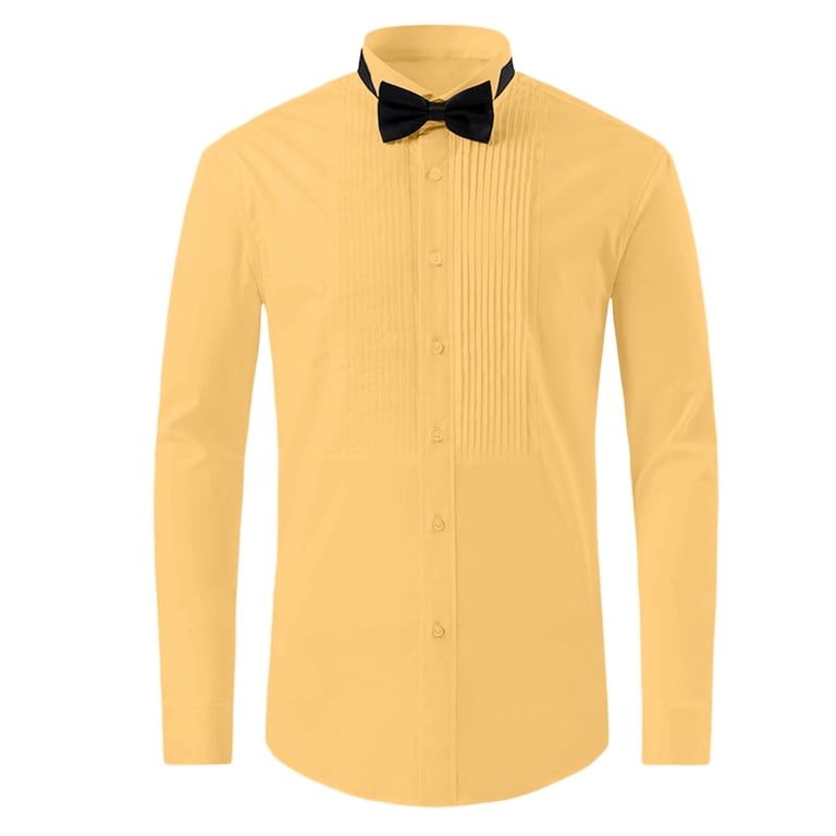 mens yellow french cuff dress shirt Yellow chest full ruffle slim fit dress shirt with French cuffs Connaisseur Paris