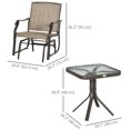 thumbnail image 3 of Outsunny 3 Piece Patio Rocking Chair Set Outdoor Glider Set w/ Glass Table, 3 of 10