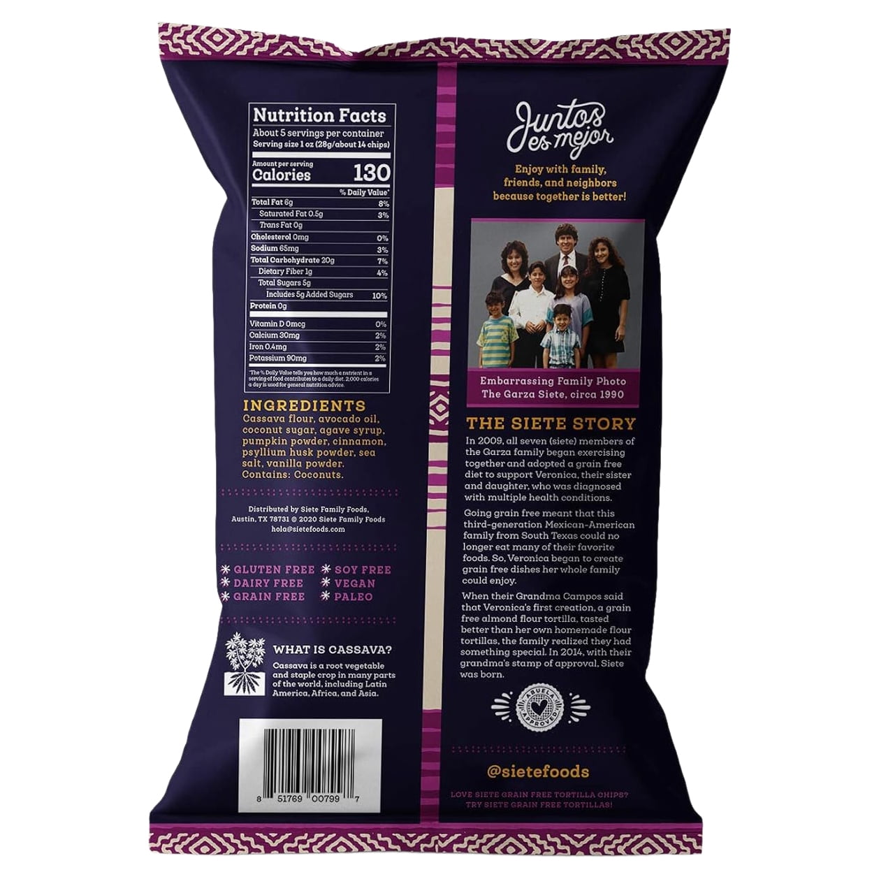 Siete Grain Free Cinnamon Churro Strips, 5 oz Bag (3 Pack) - Dairy Free, Paleo, Vegan, Non-GMO, Gluten Free