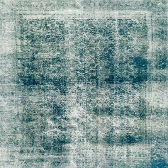 Ahgly Company Machine Washable Indoor Square Abstract Sea Turtle Green Area Rugs, 5' Square