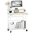thumbnail image 4 of Space-Saving Rolling Desk with Shelves - 80x50cm Compact Computer Desk for Small Spaces, 3-Tier Mobile Workstation for Home Office & Student Study, 4 of 12