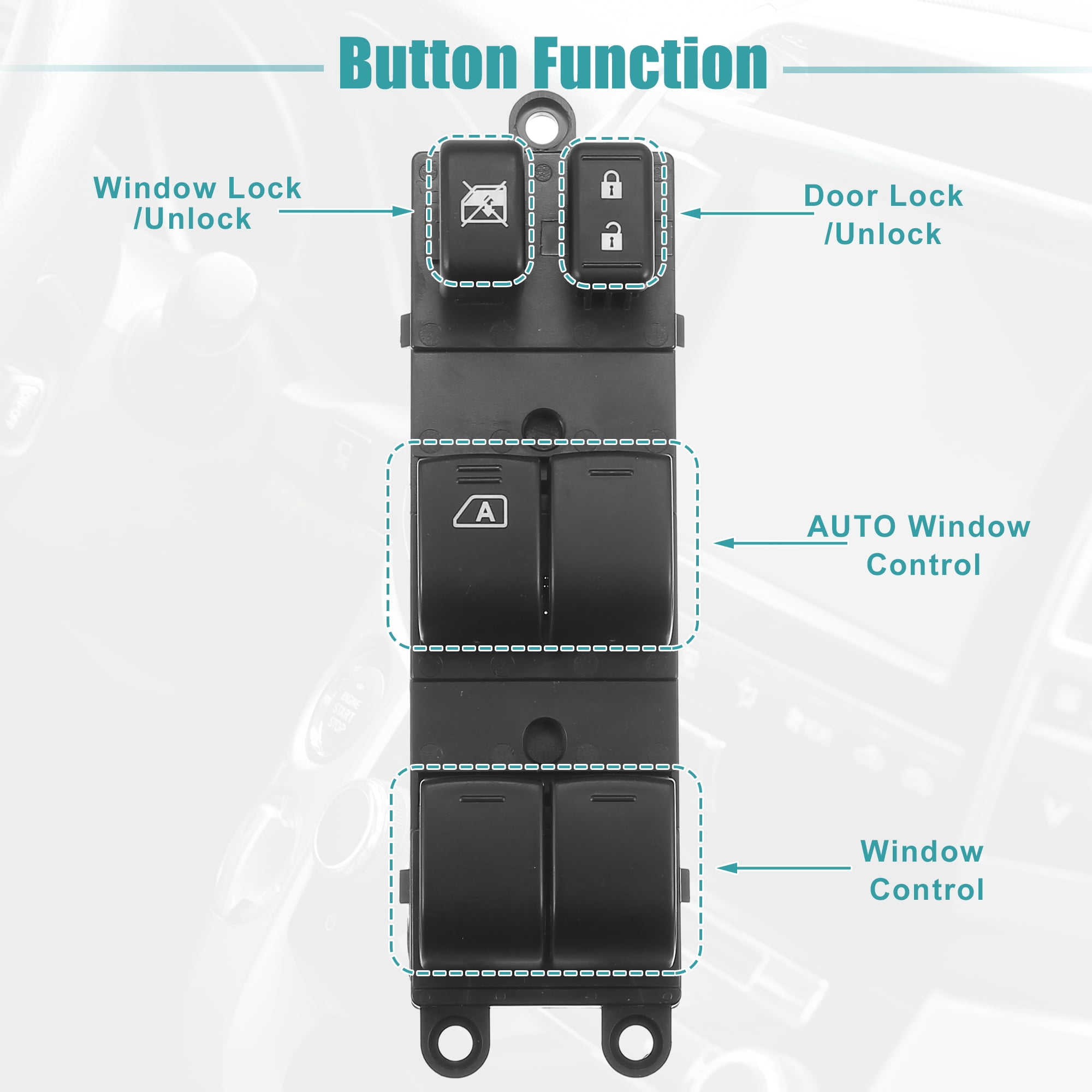 Unique Bargains 25401-ZW80A Front Left Power Window Switch for Nissan Versa Black