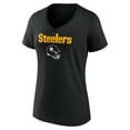 thumbnail image 2 of Women's Pat Freiermuth Black Pittsburgh Steelers Team Wordmark Player Name & Number V-Neck T-Shirt, 2 of 3