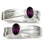 Personalized Sterling Silver Bezel-Set Oval Birthstone Class Ring