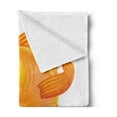 thumbnail image 2 of Fish Soft Flannel Fleece Blanket, Cartoon Character Happy Goldfish Smiling and Waving on White Background Illustration, Cozy Plush for Indoor and Outdoor Use, 50" x 60", Orange White, by Ambesonne, 2 of 5
