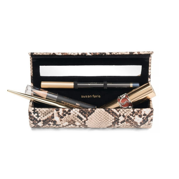 Estuche para pintalabios Susan Faris con soporte para brillo de labios en forma de espejo