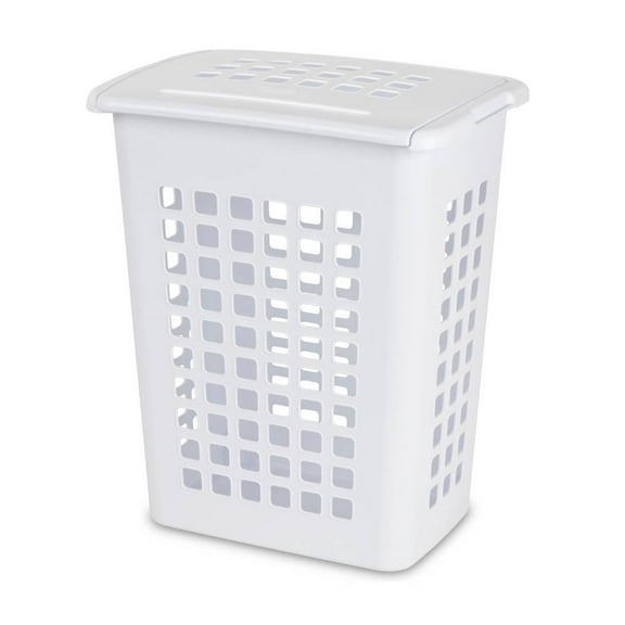 Hamper para Ropa Sterilite Rectangular Calada Blanco LiftTop 59 Litros