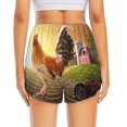 thumbnail image 2 of Lsque Country Farm Morning Rooster Printed Women's Running Shorts with Liner Pockets,Elastic Quick Dry Workout Athletic Gym Yoga Shorts,Womens High Waist Shorts-Small, 2 of 9