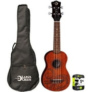 Luna UKE TATTOO SOPRANO Tattoo Mahogany Soprano Ukulele with Gigbag Bundle with 1 YR CPS Enhanced Protection Pack