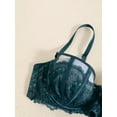 thumbnail image 2 of Women's Sexy Lace Bra Underwire Balconette Unlined Demi Sheer Plus Size（Green,34B), 2 of 5