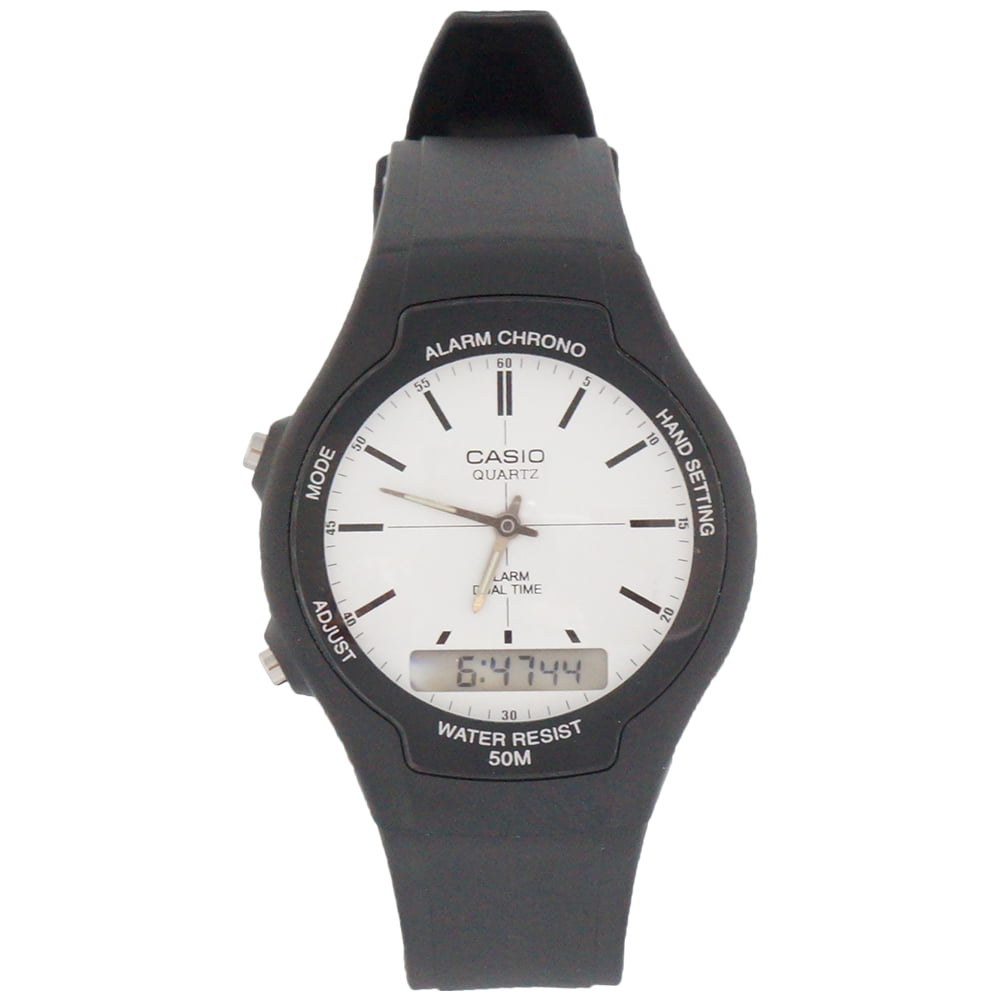 Casio Men's AW-90H-7EV Core Black Rubber Quartz with White Dial Watch