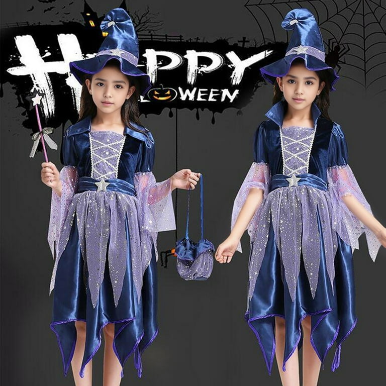 NIEWTR Kids Girls Trick-Or-Treating Black White Striped Tulle Tutu Dress  and Headband 2PCS Toddler Trick-Or-Treating Outfit(12-14 Years ,A07-Blue) -  Walmart.com