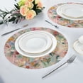 thumbnail image 4 of 15.4" Round Placemat Set of 1 Polyester Fabric Place Mats Non-Slip Dining Kitchen Table Mats for Kitchen Party Decor Abstract Pink Floral Pattern, 4 of 5
