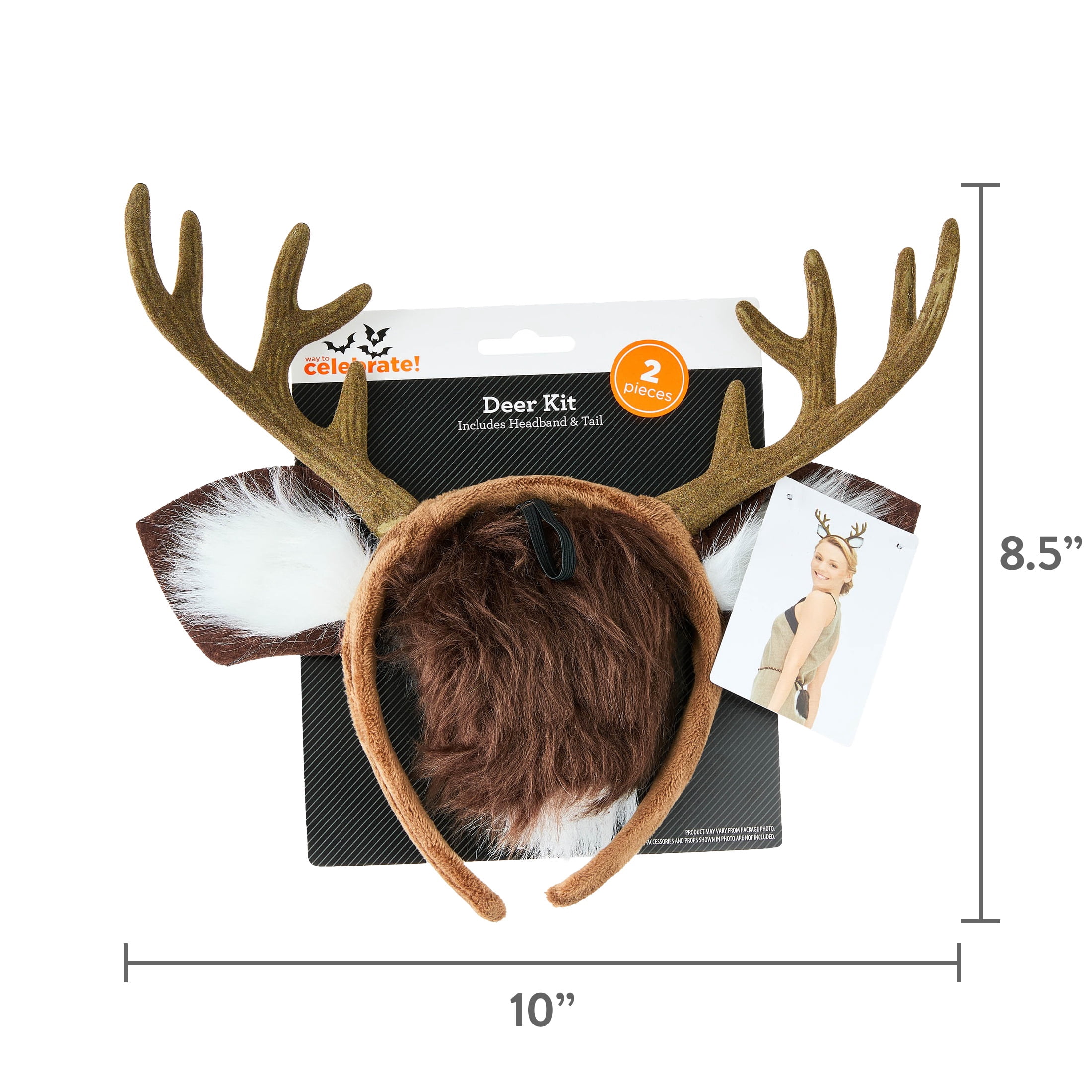 Deer Costume Accessory Kit for Adults, Brown and White, 2 Pieces, Halloween by Way To Celebrate