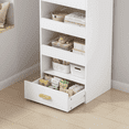 thumbnail image 3 of Resenkos 4-Tier Freestanding Bookshelf - With 3 Sliding Drawers & 1 Bottom Drawer, White, 3 of 11