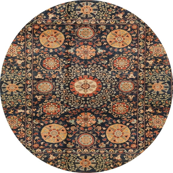 Ahgly Company Indoor Round Abstract Bakers Brown Abstract Area Rugs, 5' Round