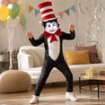 thumbnail image 4 of 4-Piece Cat Halloween Cosplay Costume for Kids, Scary Cat Jumpsuit Set with Mask, Striped Hat & Bow Tie for Boys & Girls, 4 of 6