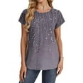 thumbnail image 4 of Womens Tops 2025 Fashion Plus Size Casual Short Sleeve Round Neck Print Ladies Blouse, 4 of 6