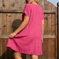 thumbnail image 5 of Puliio Mini Dresses for Women Summer Short Sleeve V Neck Textured Loose Casual Daily Wear Dress, 5 of 5