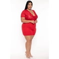 thumbnail image 6 of Plus Size Emaree Lace Top Romper - Red, 6 of 7