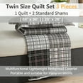 thumbnail image 4 of 3 Piece Bedspread Set Twin Size Quilt Home Collection Modern Plaid Patchwork Bedding Mens Reversible Quilt Bedding Microfibers Lightweight Bedspread Coverlet, 4 of 6
