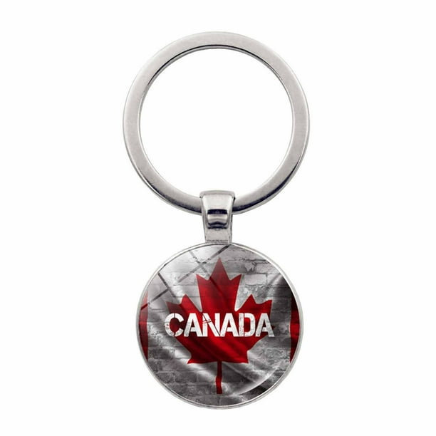 Llavero con hoja de arce canadiense, colgante de cristal y mosquetón metálico; resistente, ideal para decorar llaves y maletas; regalo patriótico para familiares y amigos