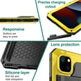 thumbnail image 5 of for iPhone 13 Case, Military Grade IP68 Waterproof Dustproof Shockproof Full Body Sealed Underwater Case with Built-in Screen Protector Heavy Duty Metal Rugged Defender Phone Case,Yellow, 5 of 9